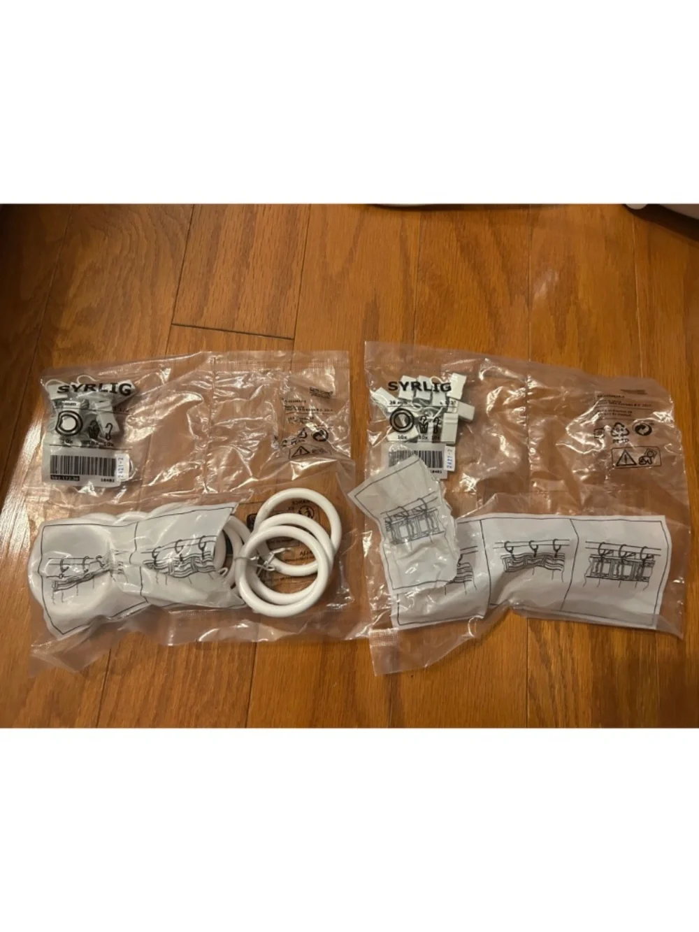 IKEA SYRLIG curtain rings with clips and hooks - 2 packs